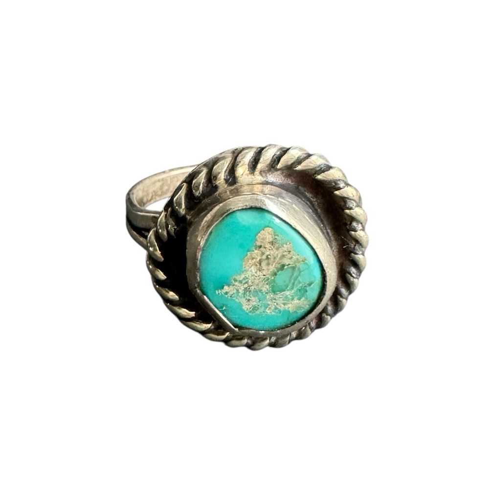 Vintage Turquoise Ring Sterling Silver Southwestern‎ Old Pawn Handmade Size 7